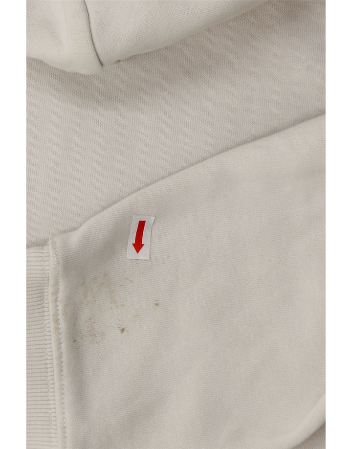 TOMMY HILFIGER Mens Graphic Hoodie Jumper Small White Cotton Vintage Tommy Hilfiger and Second-Hand Tommy Hilfiger from Messina Hembry 