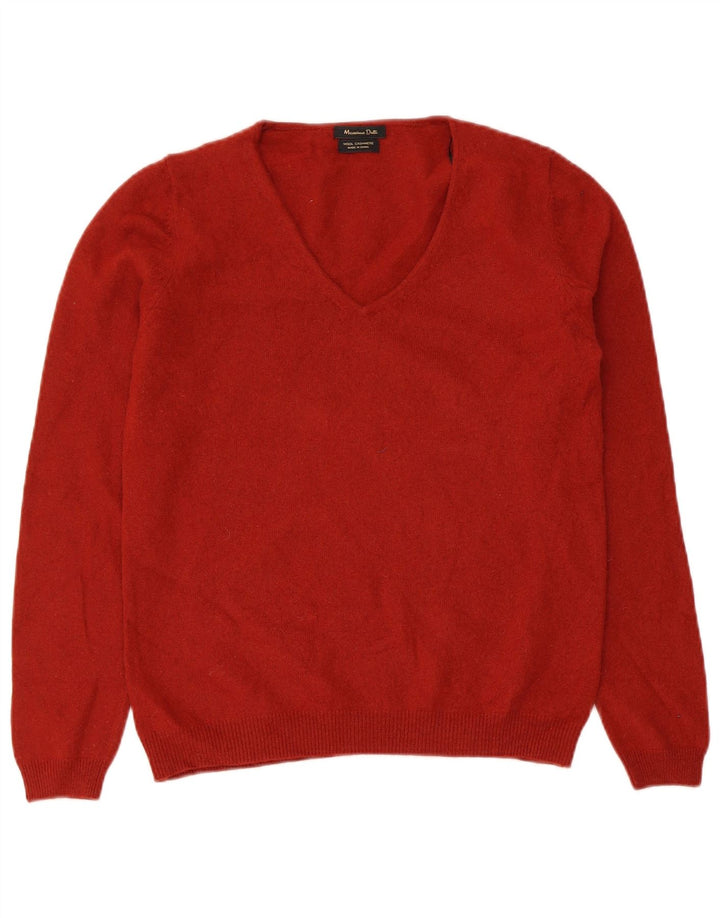 Suéter feminino MASSIMO DUTTI com decote em V Reino Unido 14 grande lã vermelha