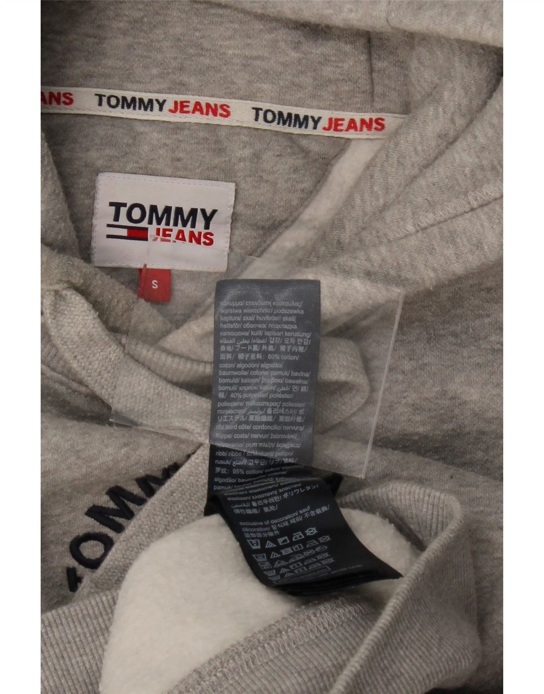TOMMY HILFIGER Mens Graphic Hoodie Jumper Small Grey Cotton Vintage Tommy Hilfiger and Second-Hand Tommy Hilfiger from Messina Hembry 