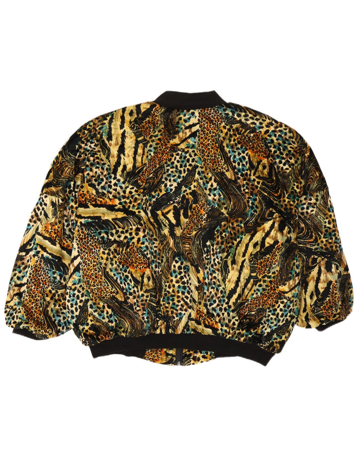 Jaqueta bomber feminina vintage UK 14 com estampa animal multicolorida média