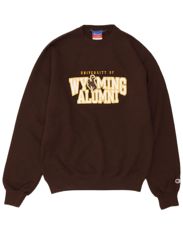CAMPEÃO Masculino University Of Wyoming Alumni Moletom Jumper Pequeno Marrom