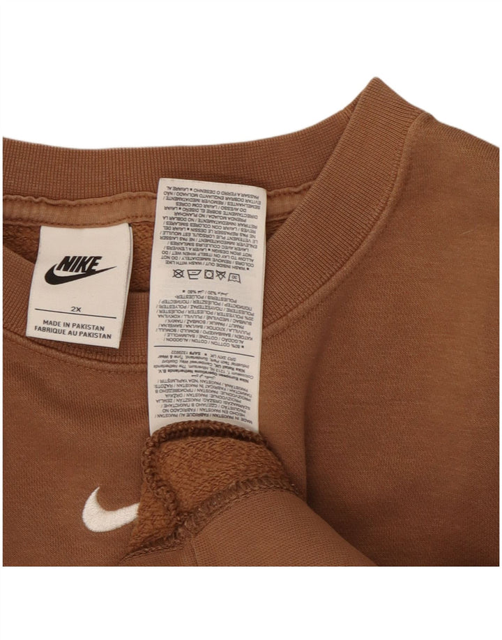 NIKE Womens Oversized Sweatshirt Jumper UK 20 2XL Marrom Algodão