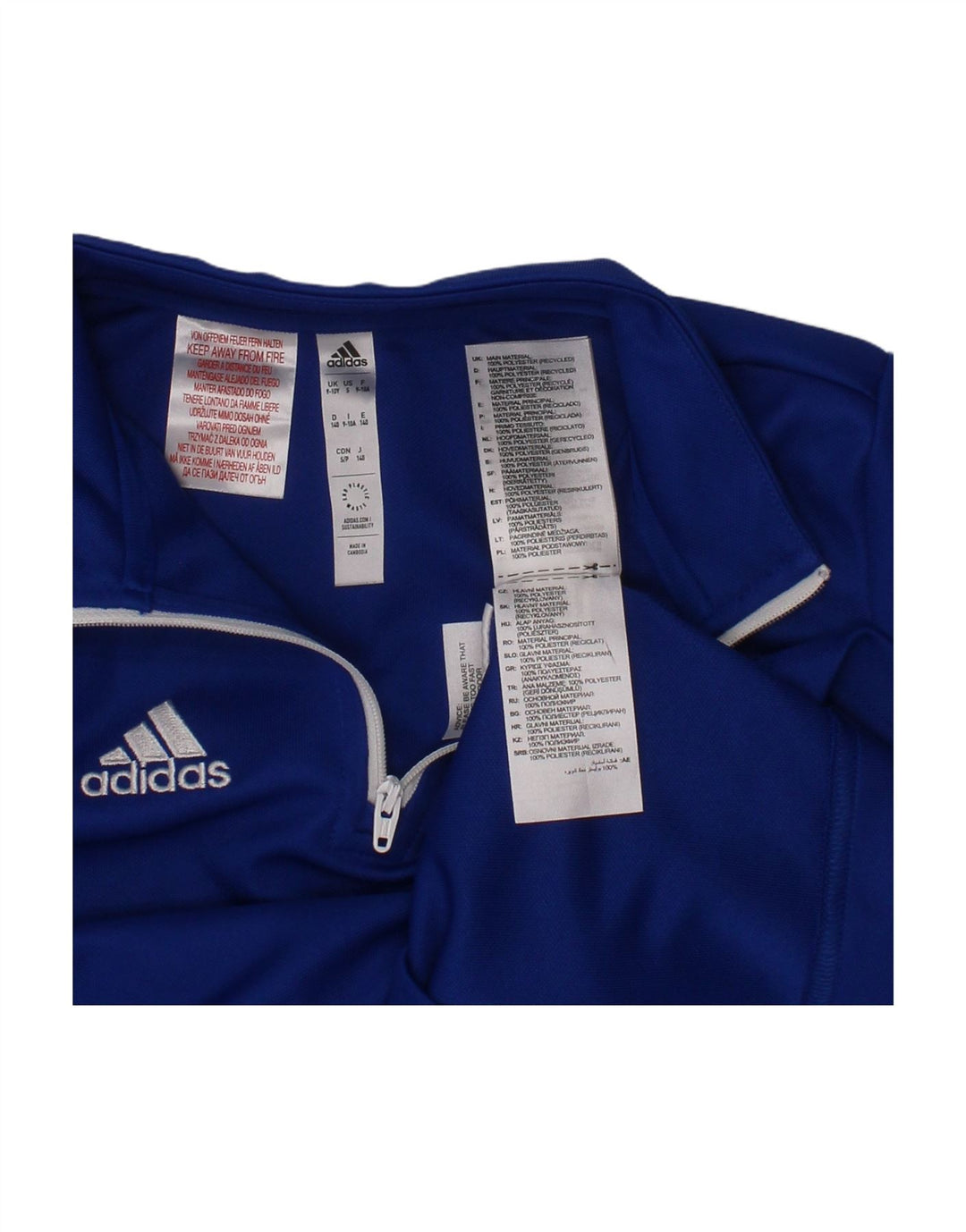ADIDAS Boys Aeroready Zip Neck Pullover Treino Top 9-10 Anos Azul