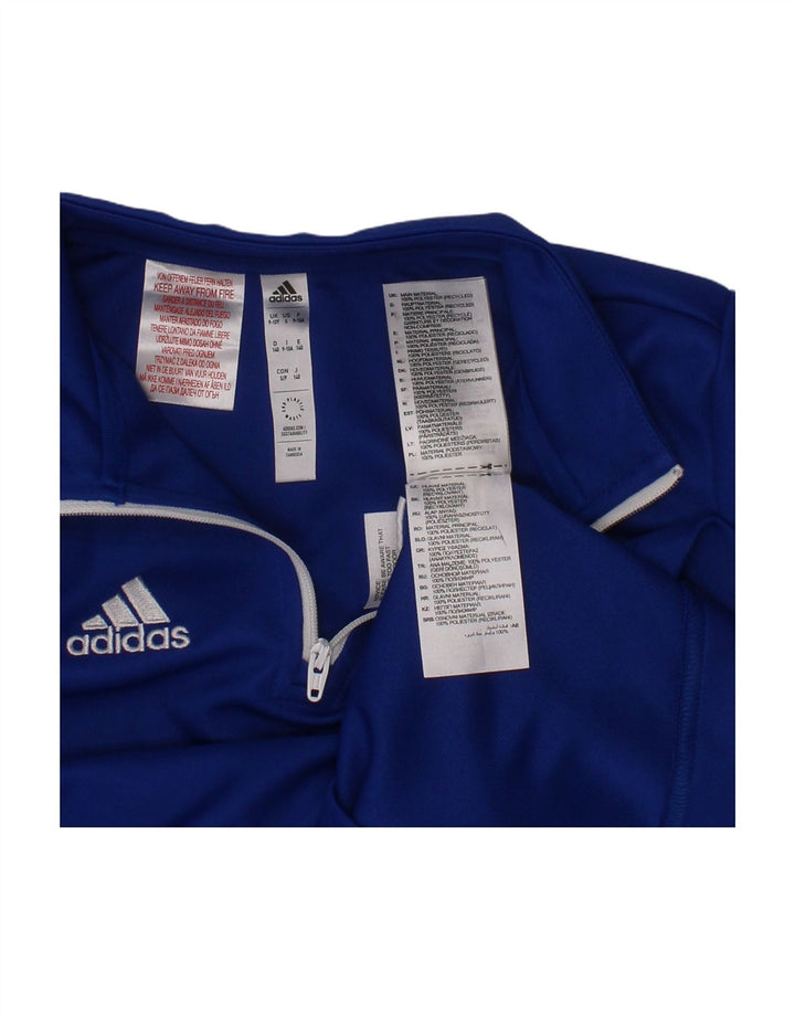 ADIDAS Boys Aeroready Zip Neck Pullover Treino Top 9-10 Anos Azul