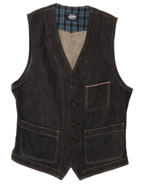 Colete jeans masculino vintage pequeno azul marinho