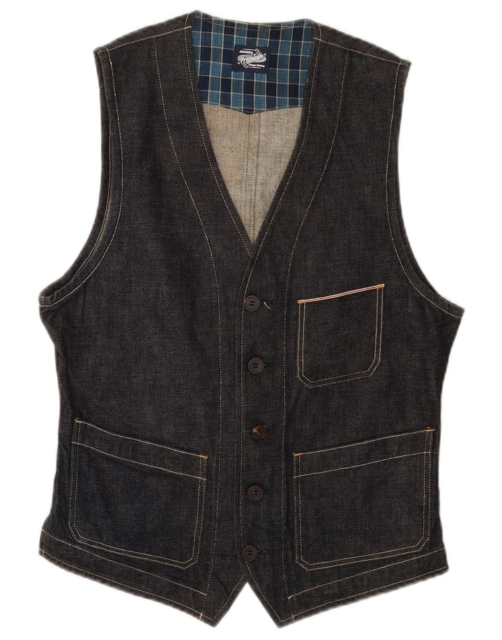 Colete jeans masculino vintage pequeno azul marinho