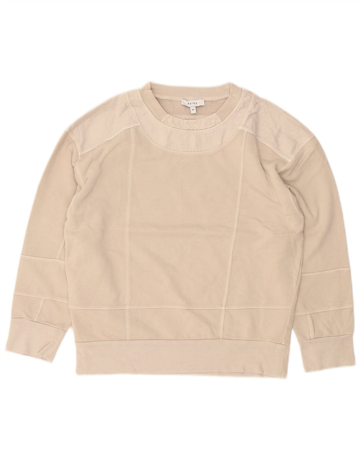 REISS moletom feminino jumper UK 14 algodão bege médio