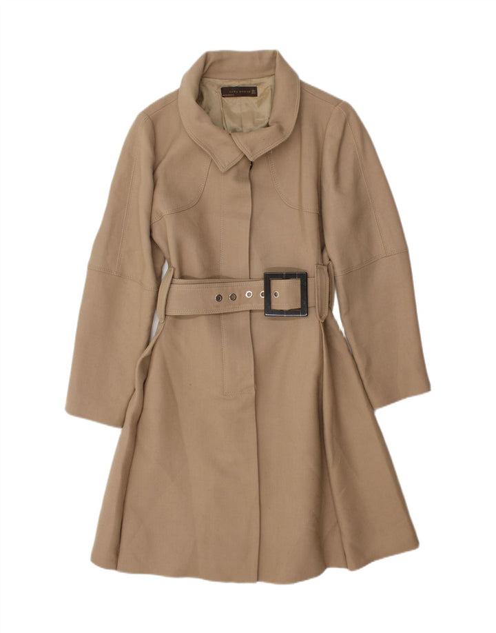 Sobretudo feminino Zara UK 14 grande lã bege