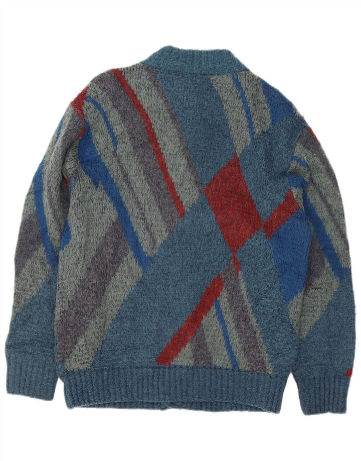 Suéter cardigã masculino Maglificio IT 48 acrílico geométrico azul médio