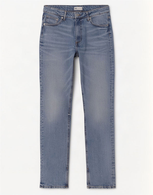 Zara Jeans skinny feminino de cintura alta EU 40 médio W30 L33 algodão azul