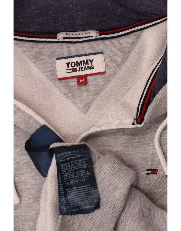 Suéter masculino TOMMY HILFIGER com capuz e zíper regular cinza médio manchado