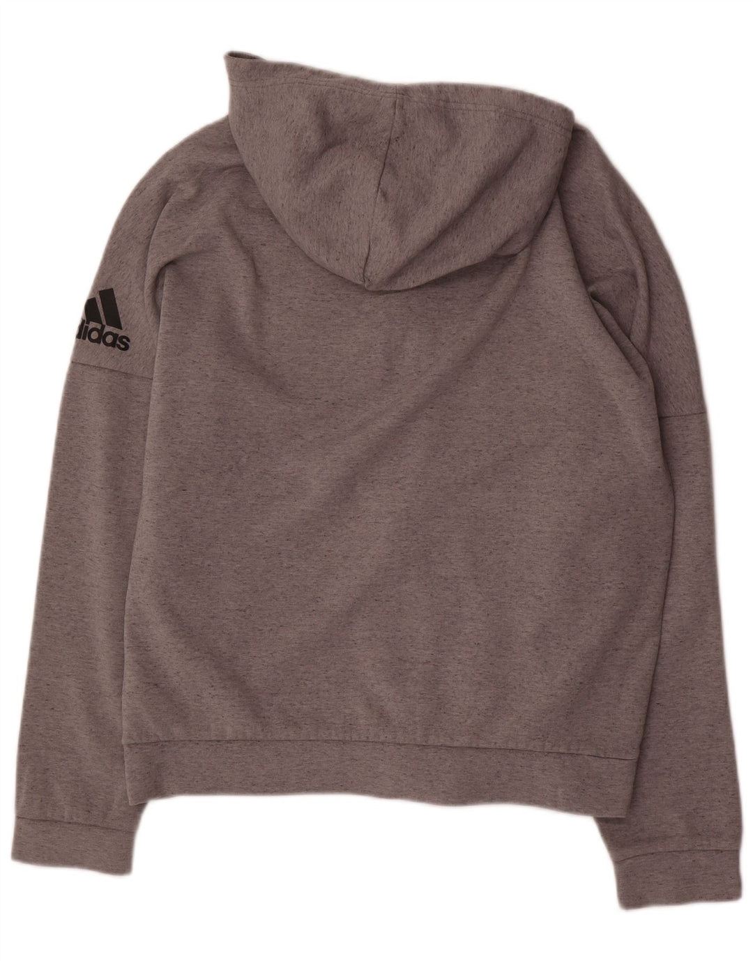 ADIDAS Suéter masculino com capuz e zíper grande cinza manchado