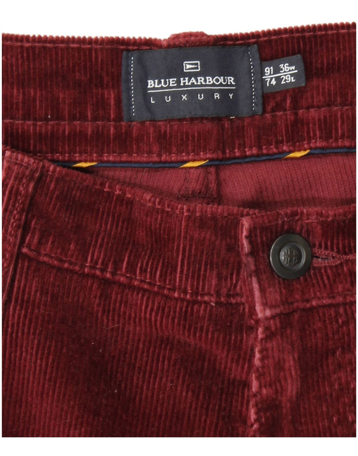 Calça masculina de veludo cotelê MARKS & SPENCER Blue Harbor W36 L29 Borgonha