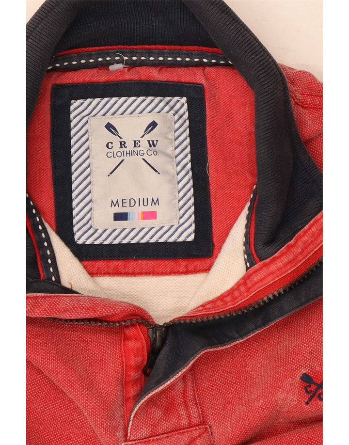 Suéter masculino com gola com zíper e algodão vermelho médio