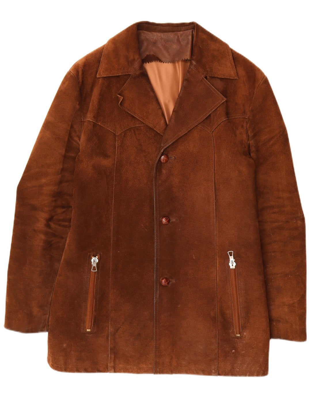 Sobretudo de camurça vintage masculino EU 50 grande couro marrom