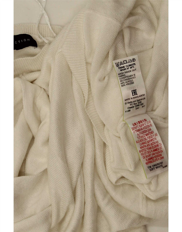 Suéter feminino Marks & Spencer grande com gola redonda Reino Unido 10 pequeno branco