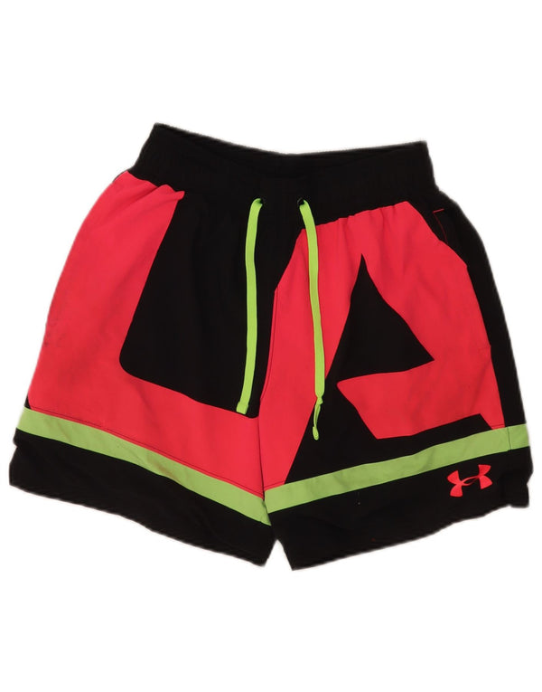 Shorts esportivos masculinos Under Armour Graphic pequenos pretos colorblock esportivos