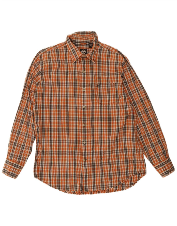 Camisa masculina Timberland grande laranja xadrez algodão