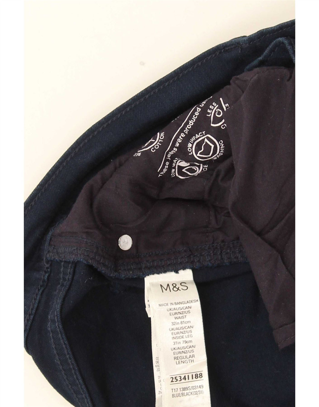Marks & Spencer Mens Slim Jeans W32 L31 Azul Algodão