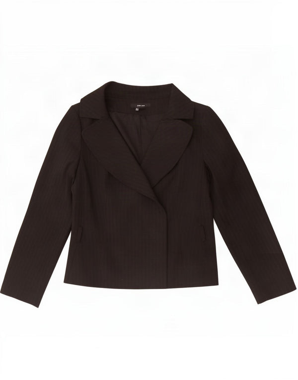 Jaqueta blazer feminina Zara Reino Unido 14 grande poliéster listrado preto