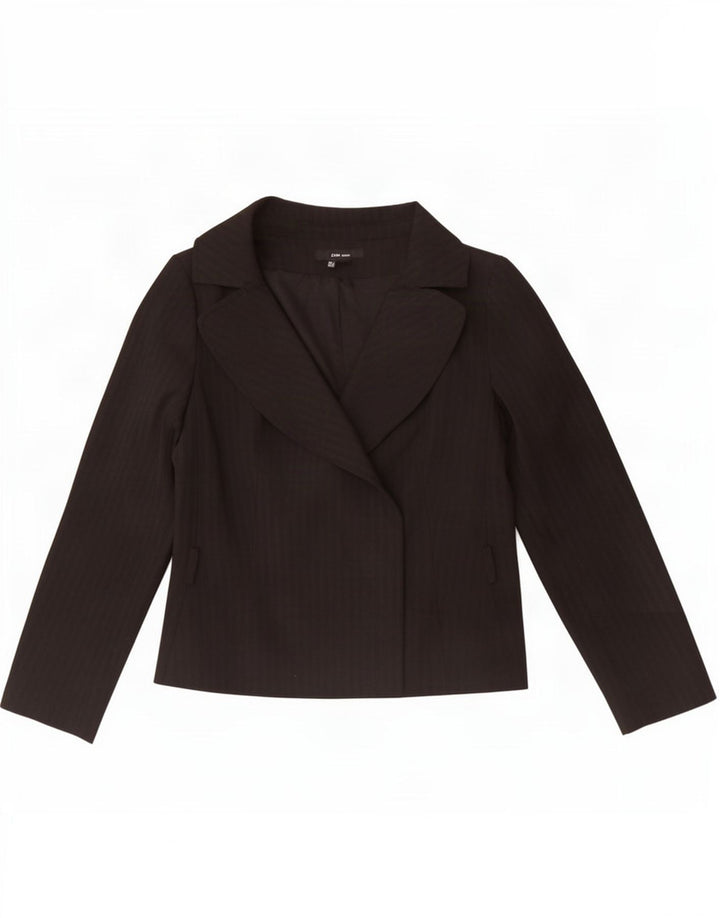 Jaqueta blazer feminina Zara Reino Unido 14 grande poliéster listrado preto