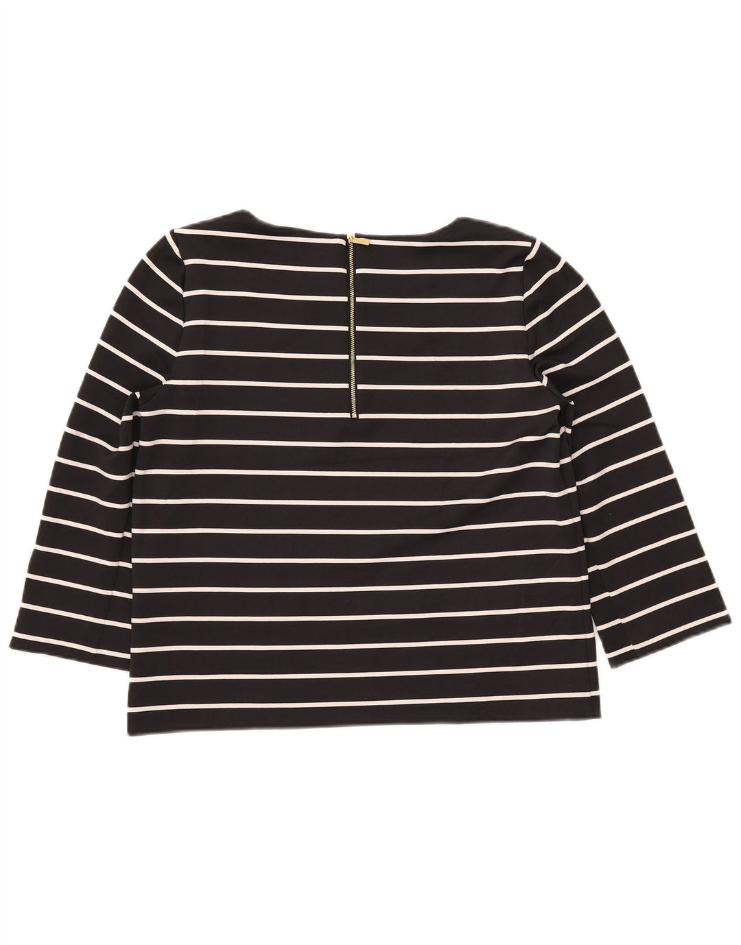 CALVIN KLEIN Top feminino manga 3/4 UK 14 poliéster listrado preto médio