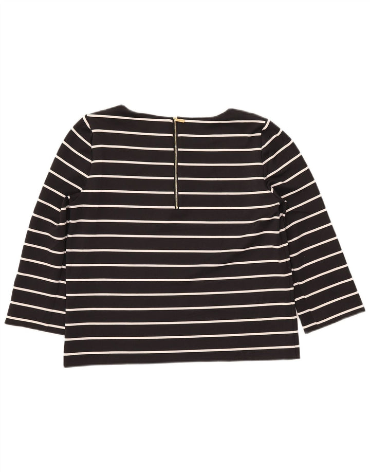 CALVIN KLEIN Top feminino manga 3/4 UK 14 poliéster listrado preto médio