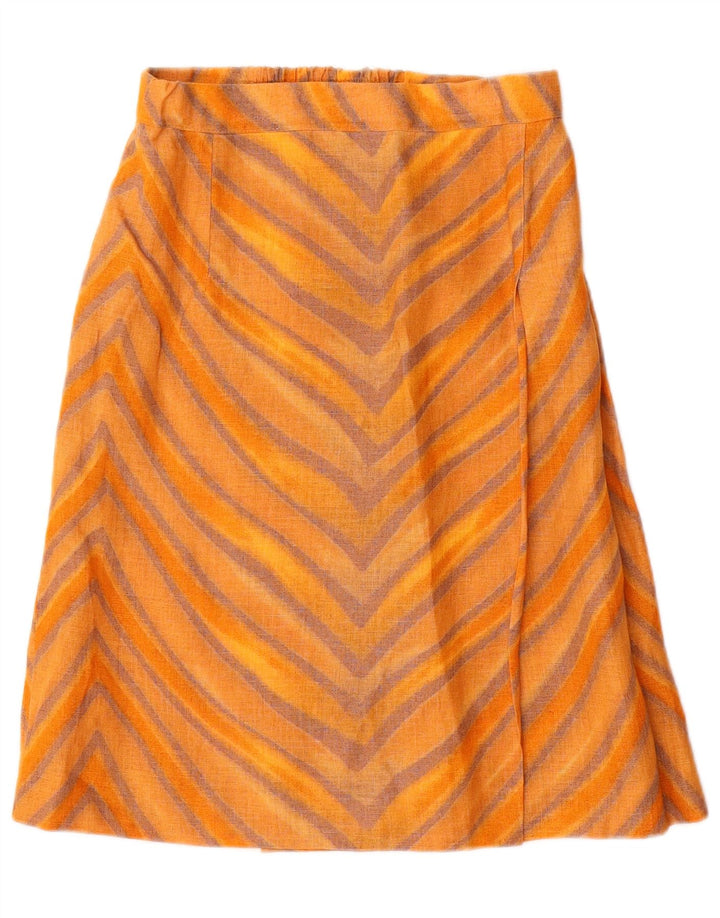 Saia evasê feminina STIZZOLI IT 42 médio W28 viscose listrada laranja