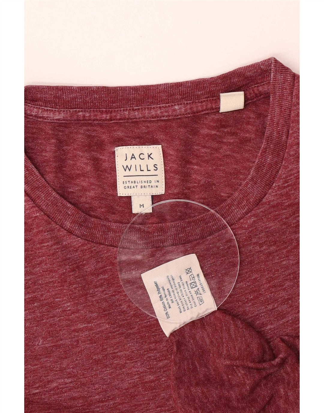 Camiseta masculina Jack Wills Top médio algodão manchado Borgonha