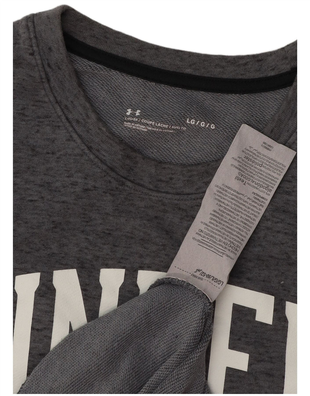 UNDER ARMOUR Suéter gráfico masculino grande algodão manchado cinza