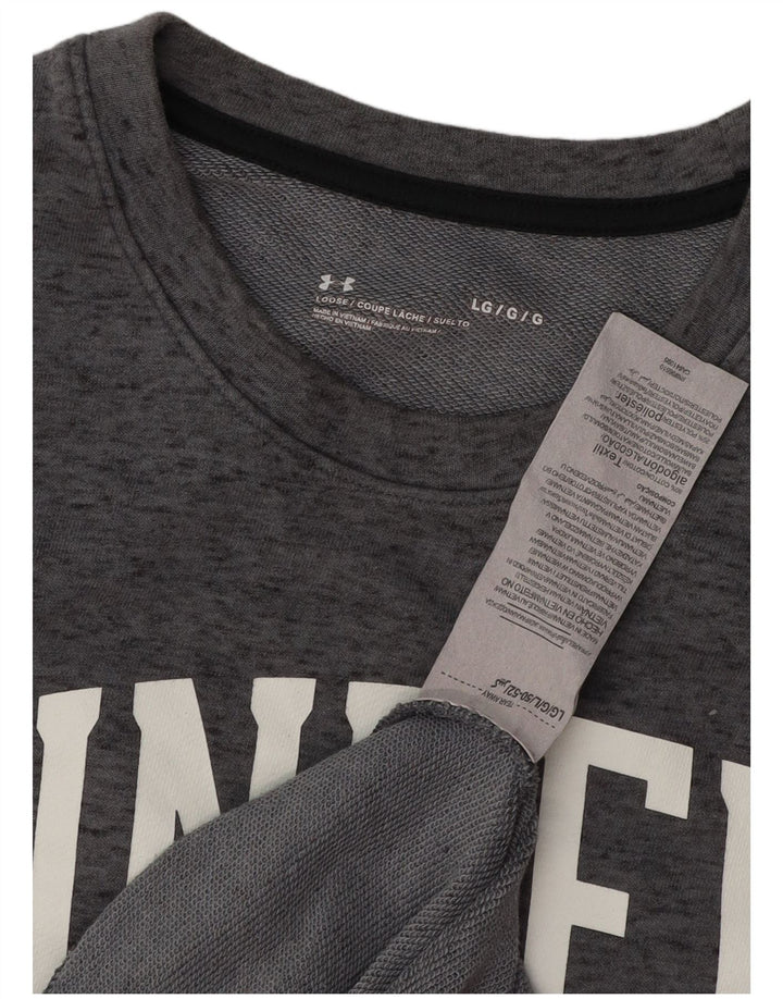 UNDER ARMOUR Suéter gráfico masculino grande algodão manchado cinza