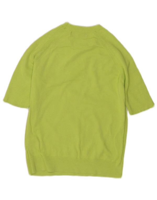 Suéter feminino Marks & Spencer de manga curta com gola redonda Reino Unido 6 XS verde