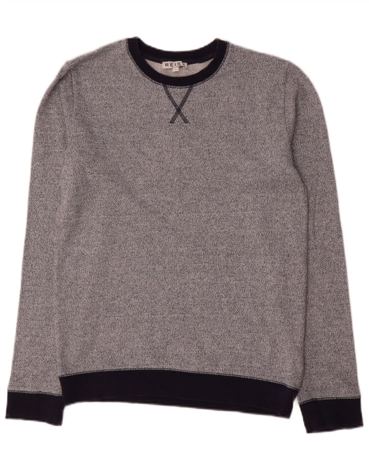 Reiss moletom masculino jumper pequeno cinza manchado de viscose