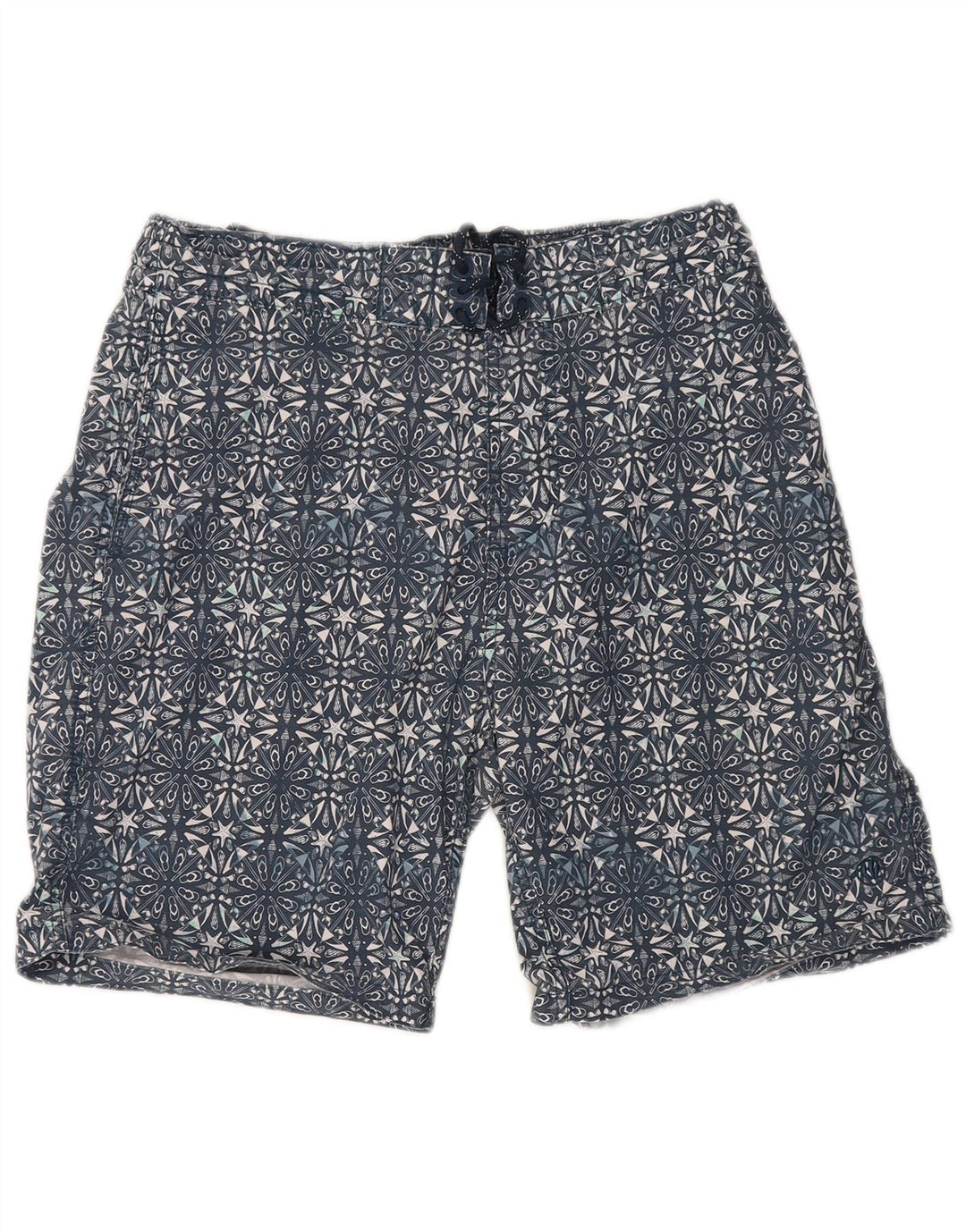 Shorts de natação masculino Fat Face, algodão geométrico azul marinho médio