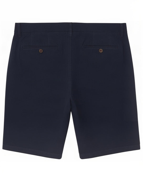 Marks & Spencer Mens Chino Shorts Grande W34 Azul Marinho Xadrez Algodão