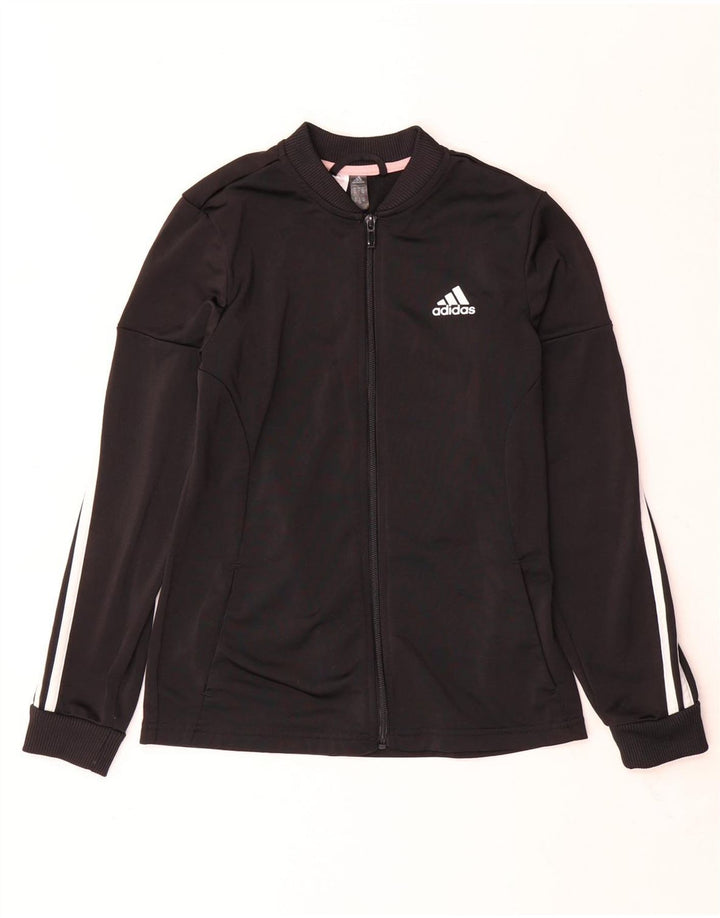 Casaco de treino Adidas para meninas 11-12 anos preto poliéster