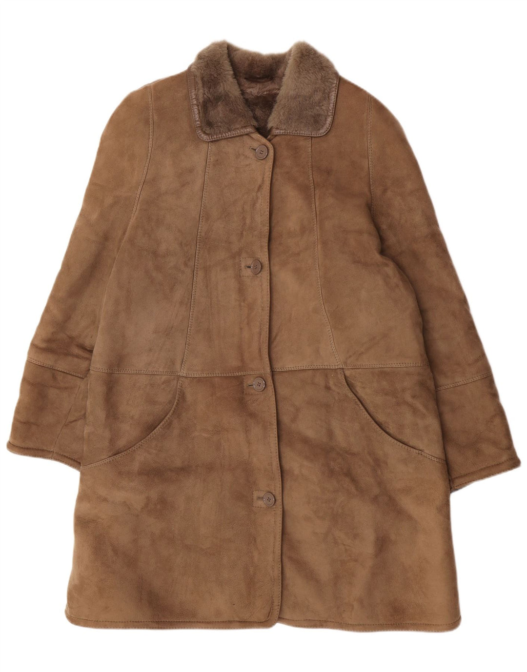 Casaco feminino skinni de shearling grande IT 50 XL marrom shearling