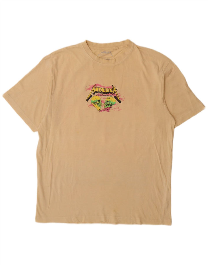 Camiseta masculina com estampa Metallica Pull & Bear algodão amarelo médio