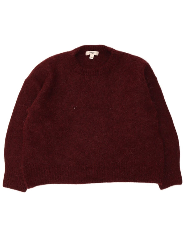 Suéter feminino Marks & Spencer com gola redonda Reino Unido 16 grande lã cor de vinho