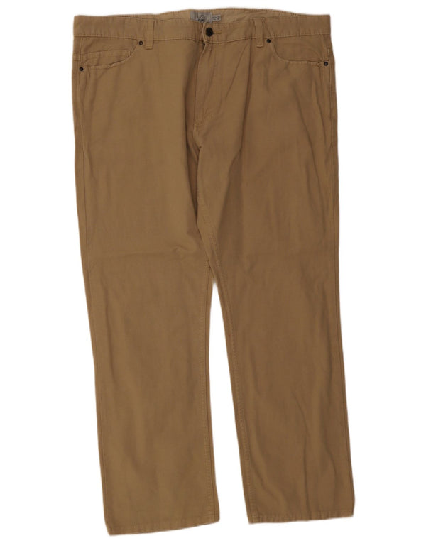 Calça masculina reta casual Marks & Spencer W42 L31 algodão bege