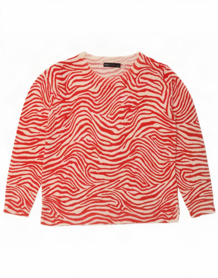 Suéter feminino Marks & Spencer com gola canoa Reino Unido 14 médio vermelho