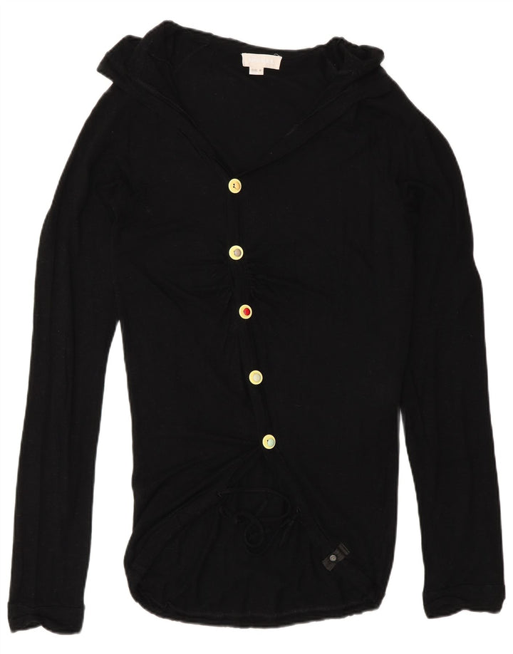 Suéter Cardigan Longline Feminino Diesel Reino Unido 12 Médio Preto Rayon