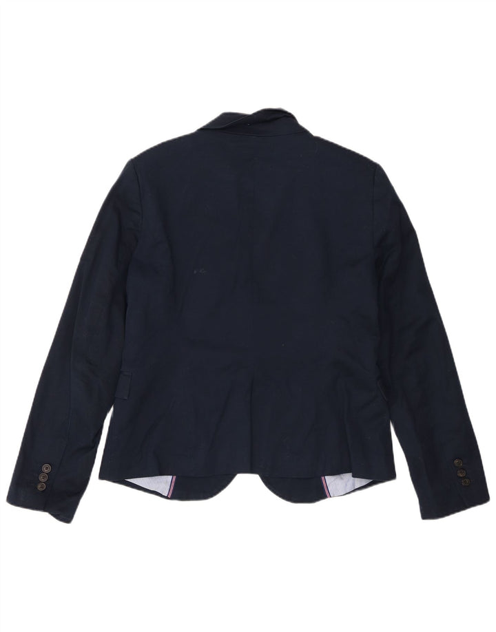 Jaqueta blazer feminina Zara com 1 botão Reino Unido 18 XL azul marinho algodão