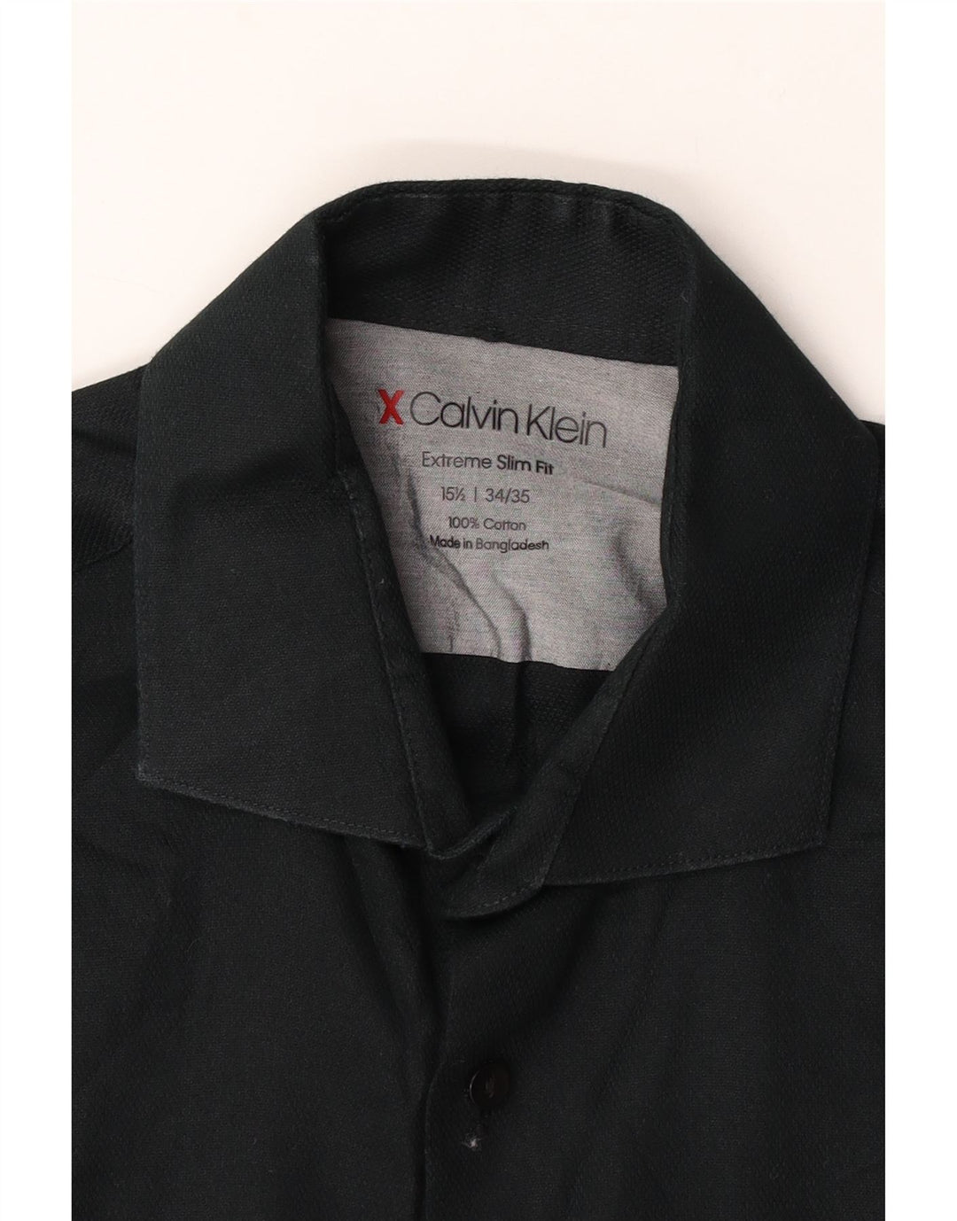 Camisa masculina Calvin Klein extra slim fit tamanho 15 1/2 algodão preto médio