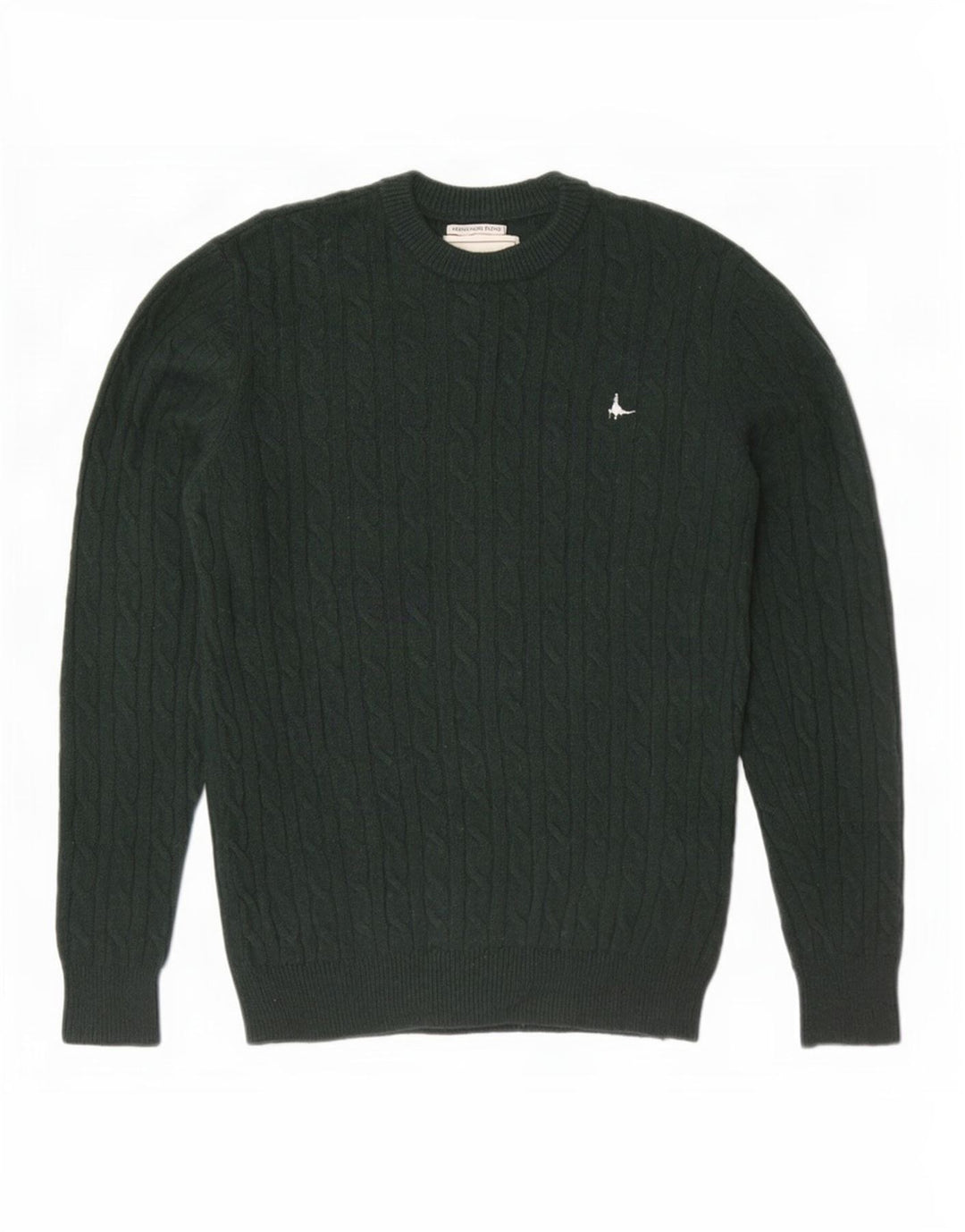 Jack Wills Suéter masculino com gola redonda, lã merino verde médio