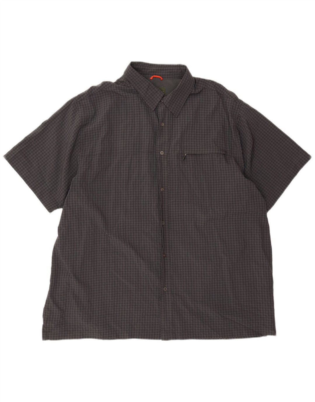 EDDIE BAUER Camisa masculina de manga curta 2XL poliéster xadrez cinza