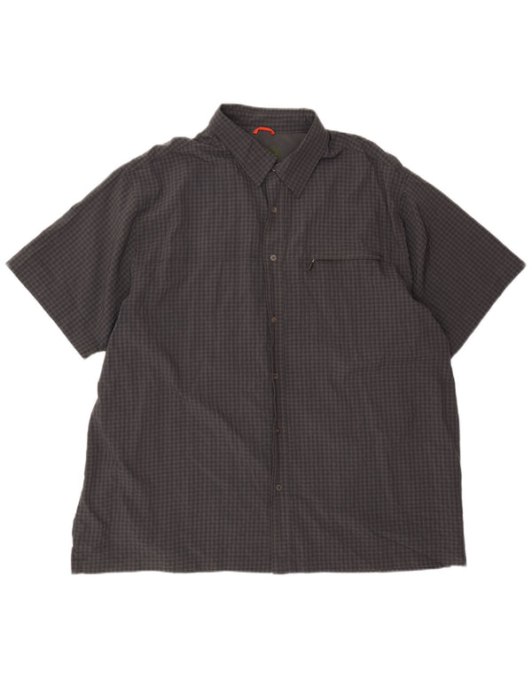 EDDIE BAUER Camisa masculina de manga curta 2XL poliéster xadrez cinza
