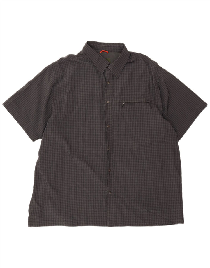 EDDIE BAUER Camisa masculina de manga curta 2XL poliéster xadrez cinza