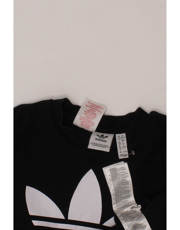 ADIDAS Meninos Graphic Sweatshirt Jumper 5-6 Anos Preto Algodão