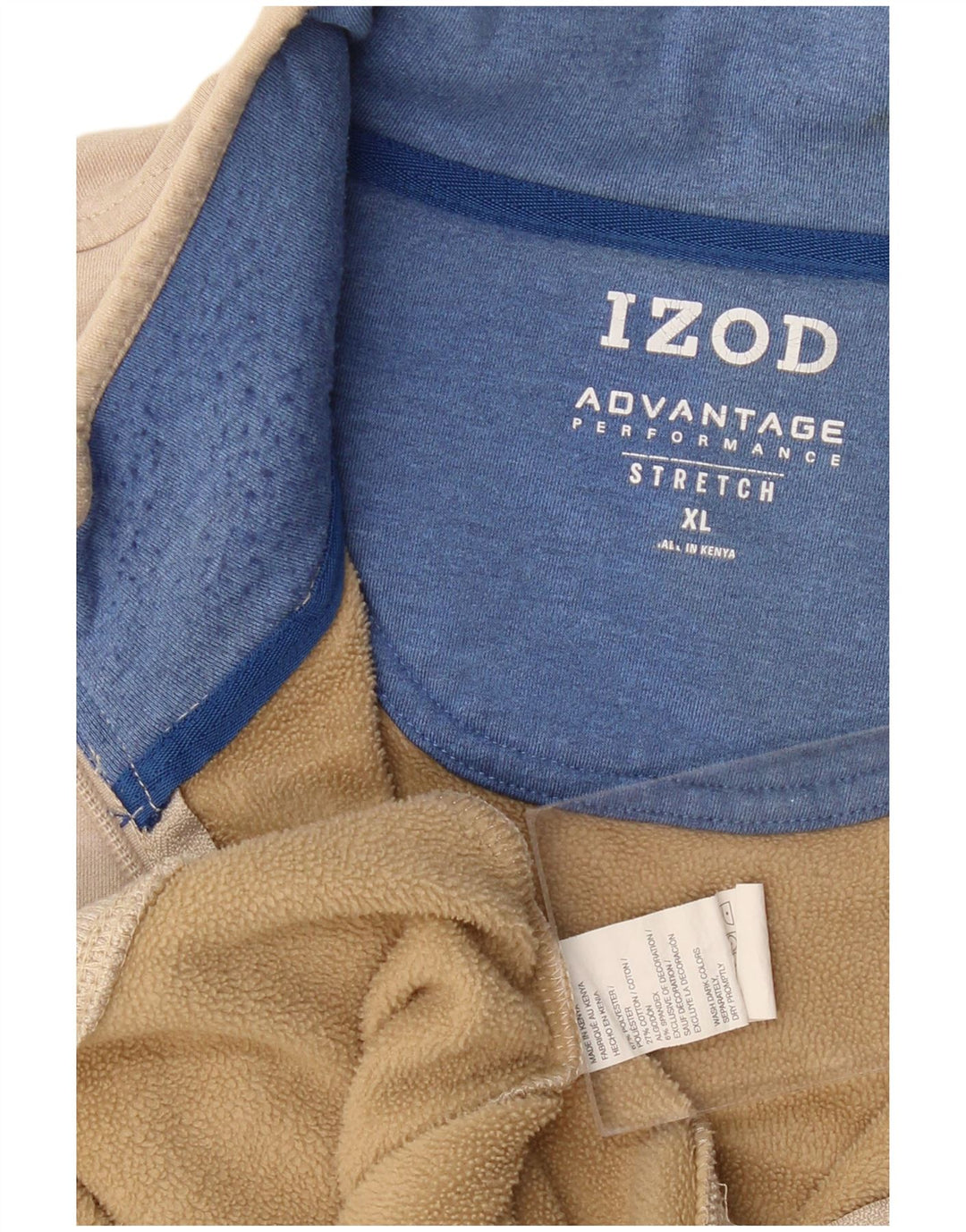 Suéter masculino IZOD com zíper e gola XL poliéster bege